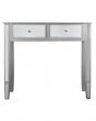 Maria Silver Wood and Mirrored Console Table with 2 Drawers