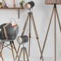 Marine Rustic Wood and Metal Tripod Table Lamp