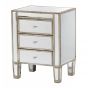 Mirrored Antique Silver 3 Drawer Venetian Bedside Cabinet