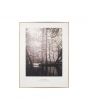 Mono Waterside Tree Print with Gold Detail and Black Frame