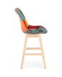 Nicklas Patchwork and Natural Wood Bar Chair