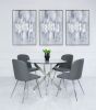 Nora 100cm Round Glass Dining Set with Grey Chairs