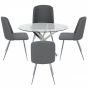 Nora 100cm Round Glass Dining Set with Grey Chairs