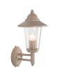 Outdoor Taupe Metal Curved Glass Lantern Wall Uplighter
