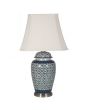 Porcelain Ginger Jar Blue and Cream table Lamp with White Shade