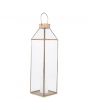 Shiny Brass Metal & Glass Square Large Lantern