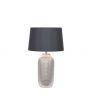 Silver Textured Ceramic Table Lamp with Black Faux Cotton Shade