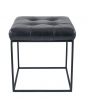 Steel Grey Leather & Iron Buttoned Stool