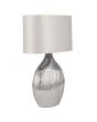Textured Metallic Silver Etched Ceramic Table Lamp with Silver Shade