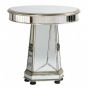 Torino Mirrored Distressed Wooden Round Side Table