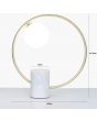 White Marble and Gold Metal Table Lamp With White Glass Shade