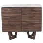White Marble & Brown Acacia Wood 6 Drawer Chest