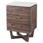 White Marble & Brown Acacia Wood Bedside Chest