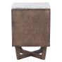 White Marble & Brown Acacia Wood Bedside Chest