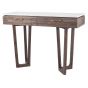 White Marble & Brown Acacia Wood Console Table
