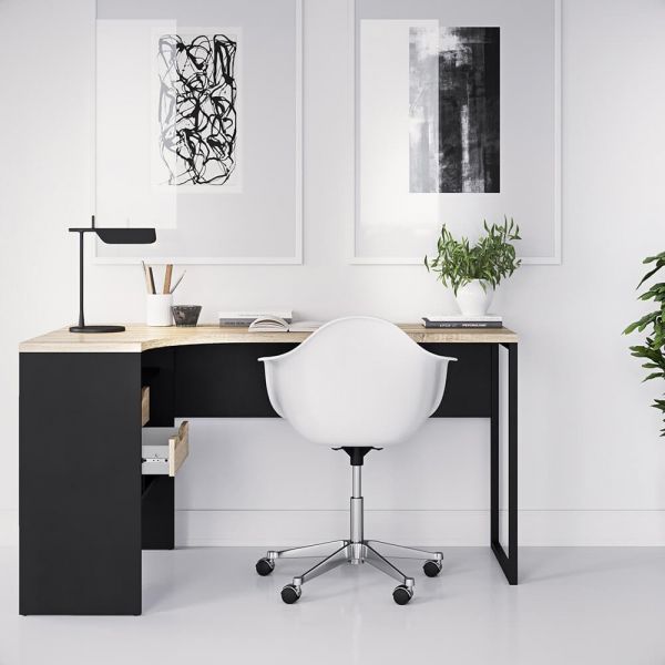 Black corner office shop desk