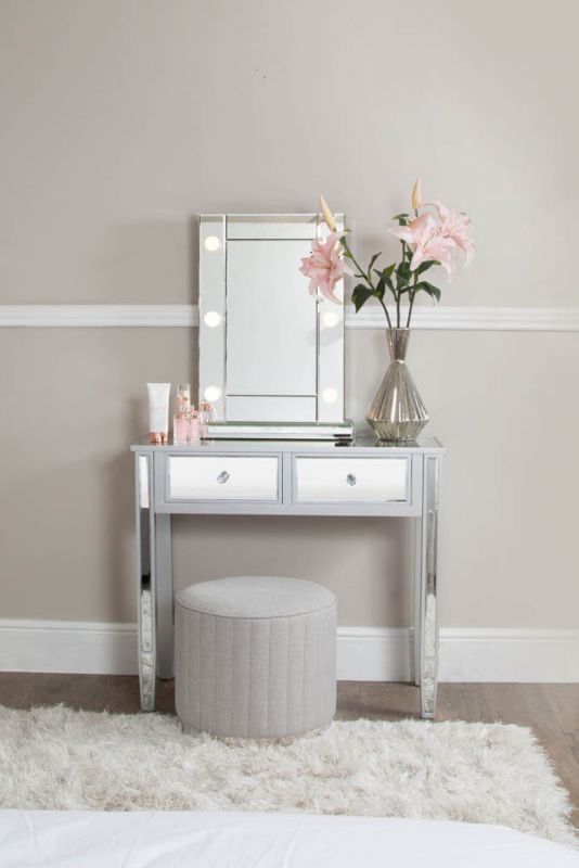 Maria Silver Wood And Mirrored Console, Wood Mirrored Console Table