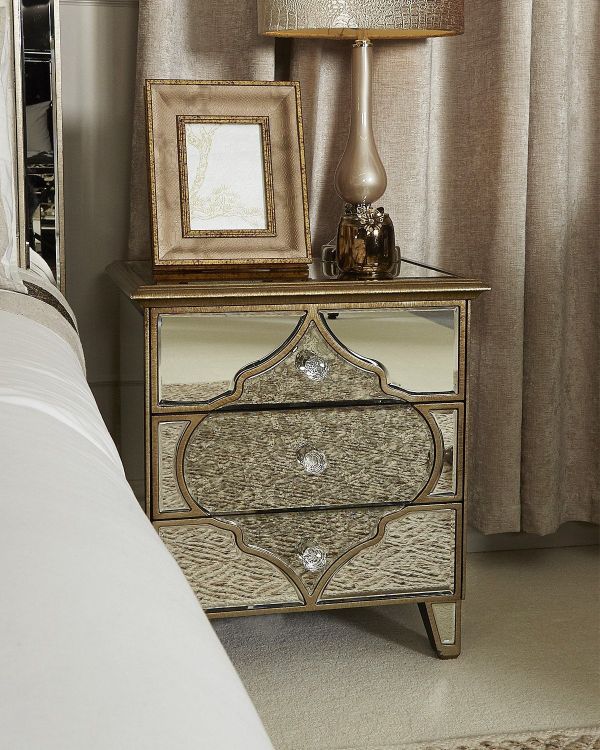 Gold sales mirrored drawers