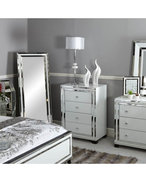 White glass deals chest of drawers