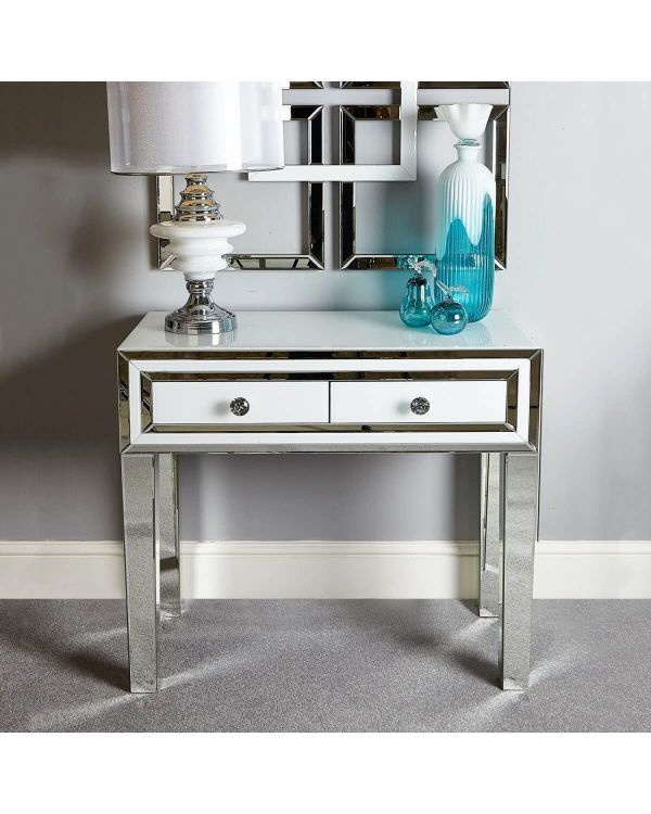 Glass deals mirrored desk